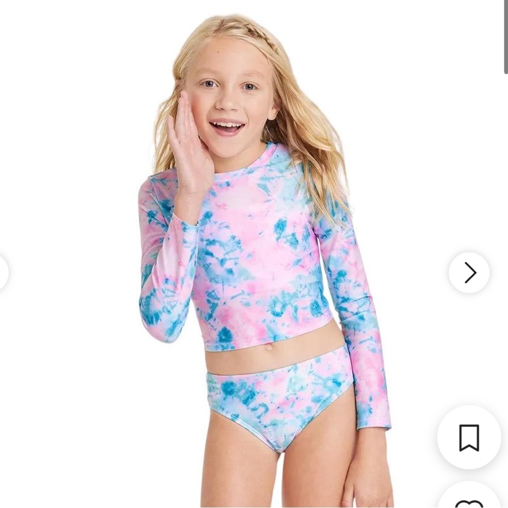 Cat & Jack Pink and Blue Tie-Dye Rash Guard Set